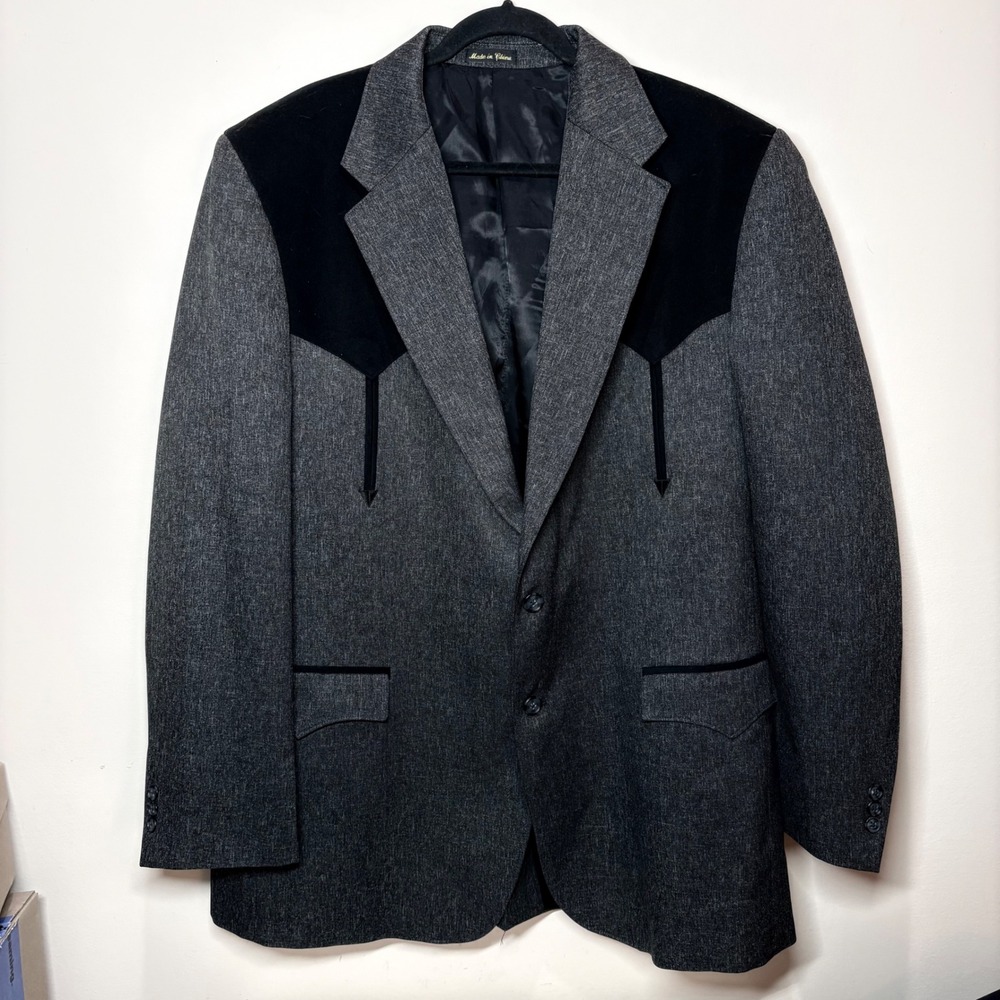 Circle S Mens 50L Western Blazer Grey Black Yoke Arrowhead Sport Coat CC4948-39